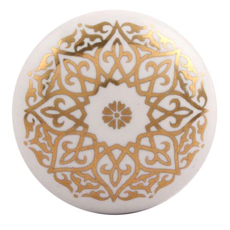 Golden Floral Pattern Flat Ceramic Wine Stopper